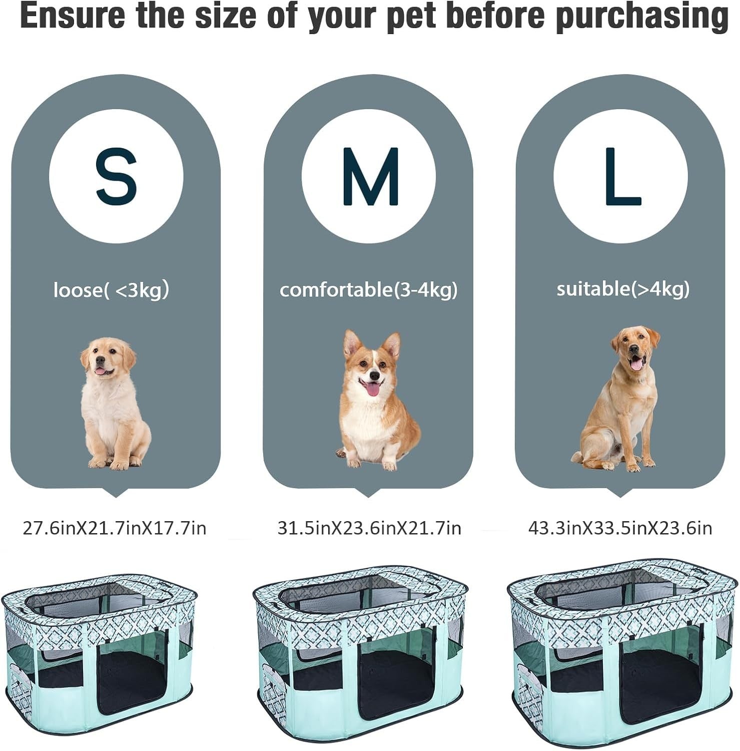 Foldable Pet Playpen Portable Small Dog Cat Crate Indoor Outdoor Travel Cage