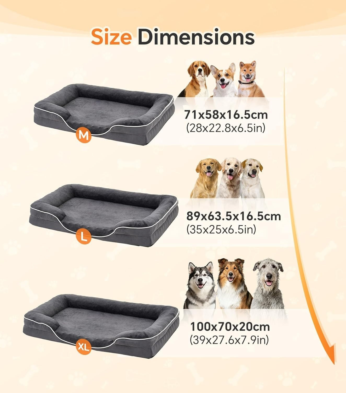 Large Orthopedic Dog Bed 89x63cm Memory Foam Washable