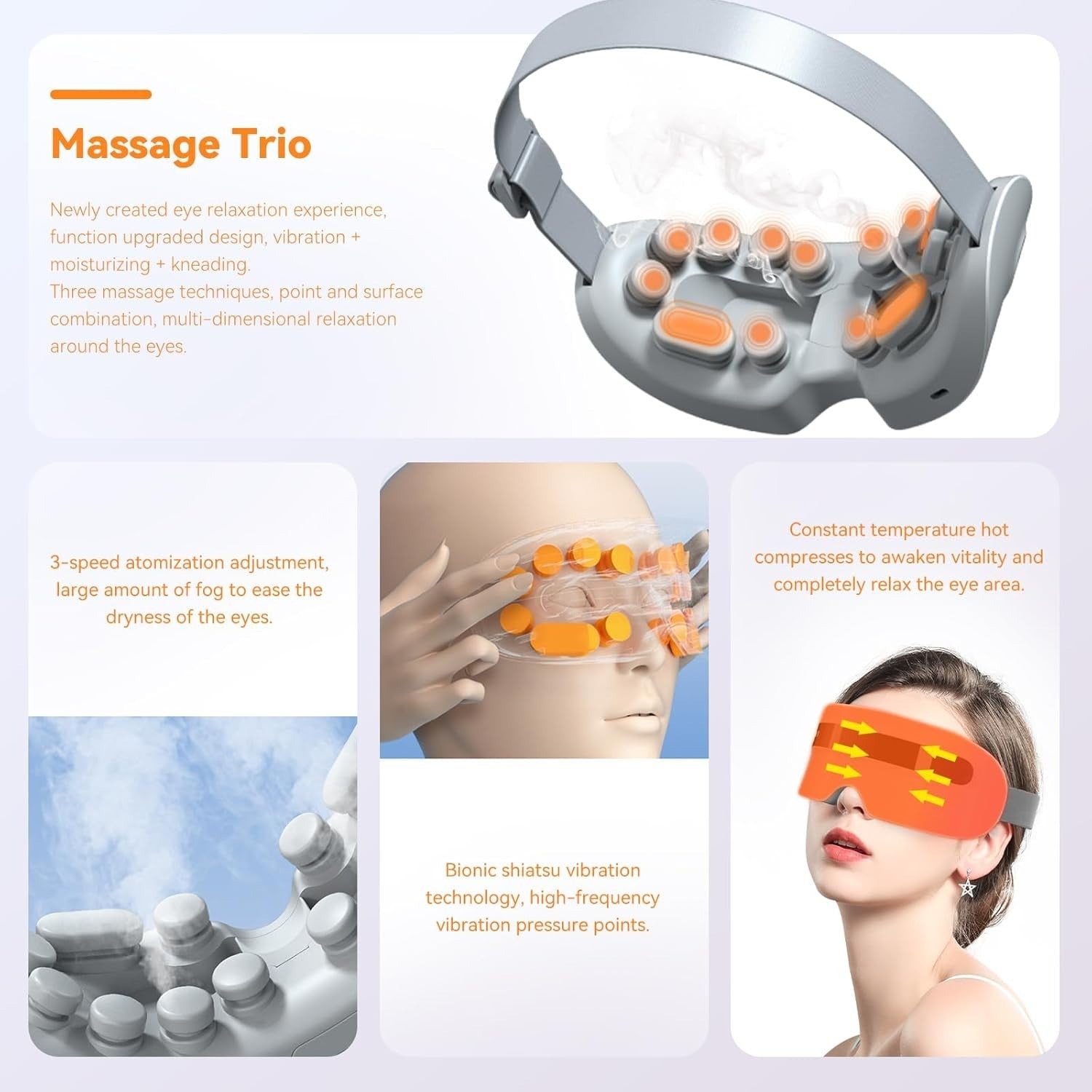 Steam Heated Eye Massager Bluetooth Dry Eyes Migraine Relief