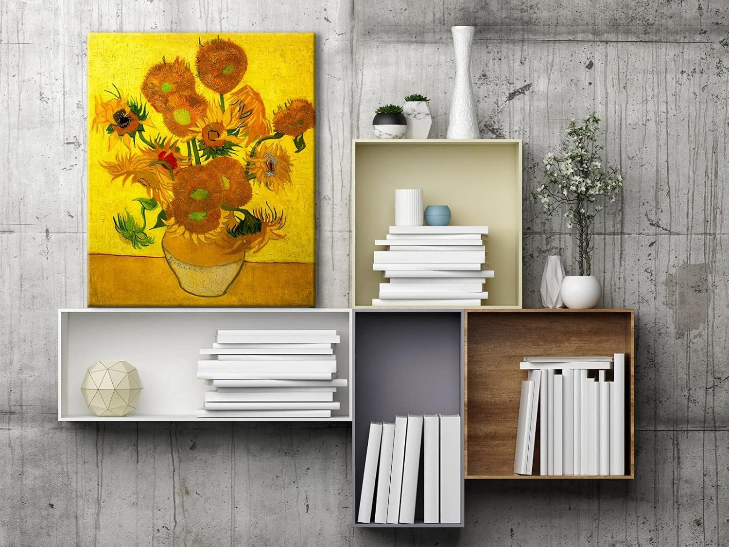Large Modern Abstract Flowers Canvas Wall Art Framed Home Decor