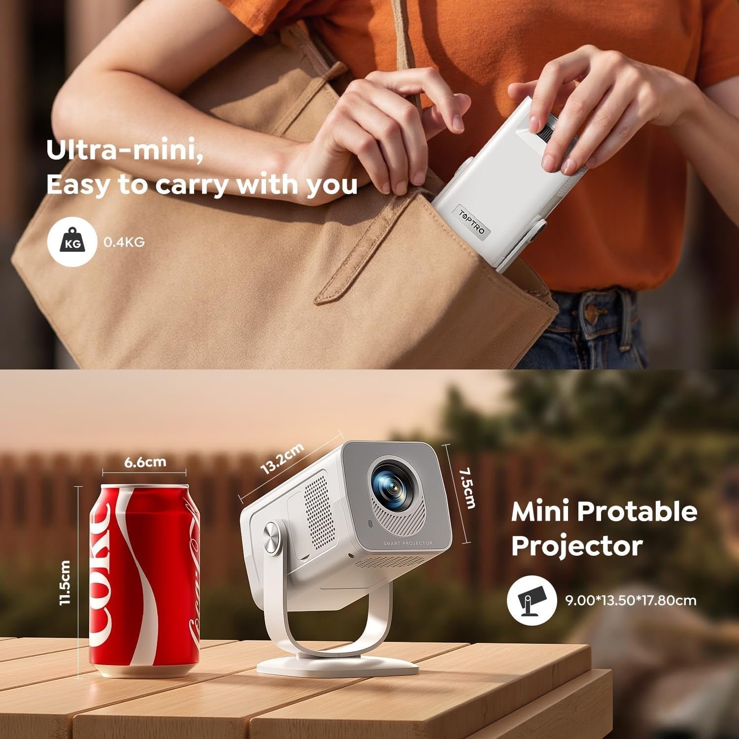 Android 13 Mini Smart Projector 4K Support WiFi 6 Bluetooth Short Throw