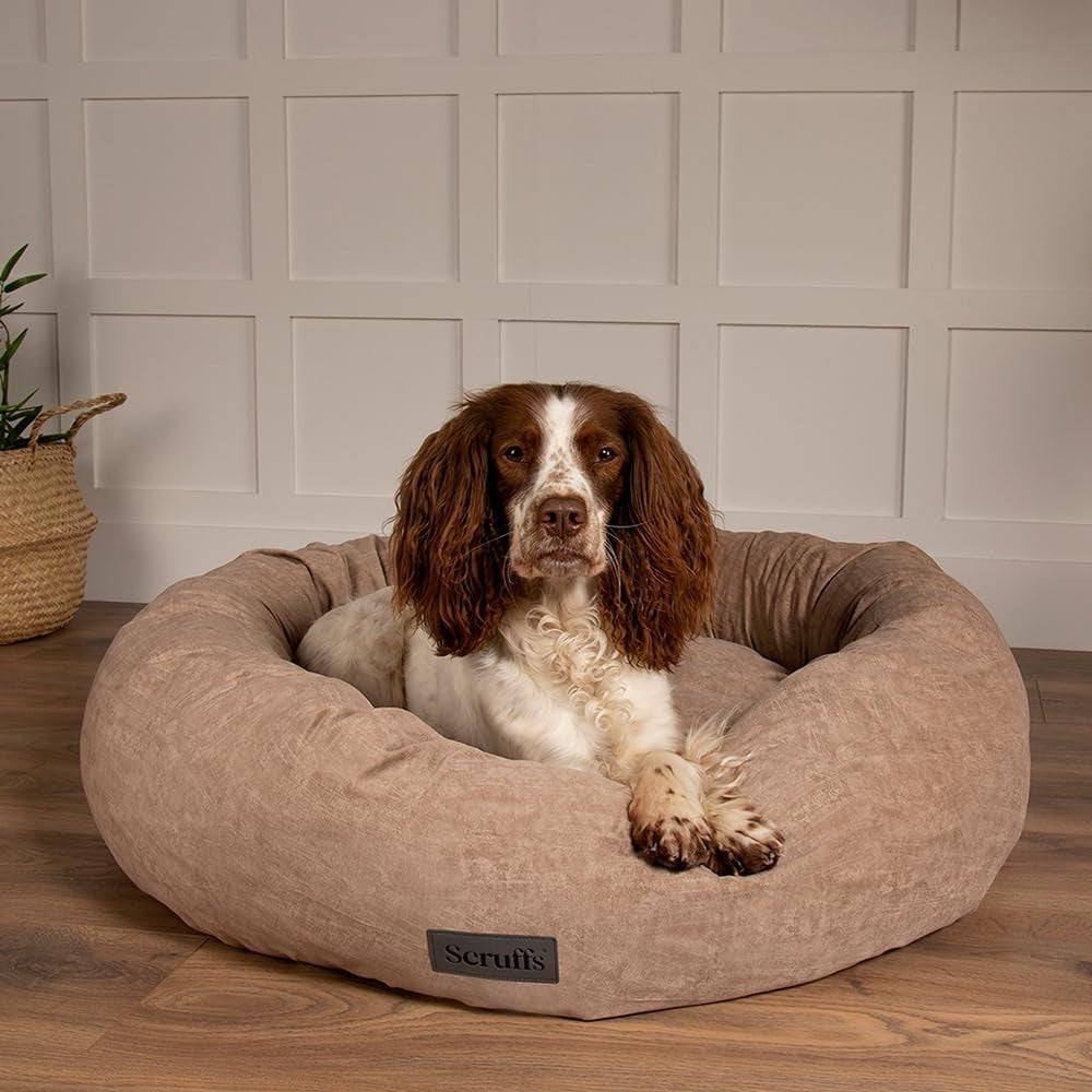 XL Ring Dog Bed 75cm Washable Velvet Desert Sand