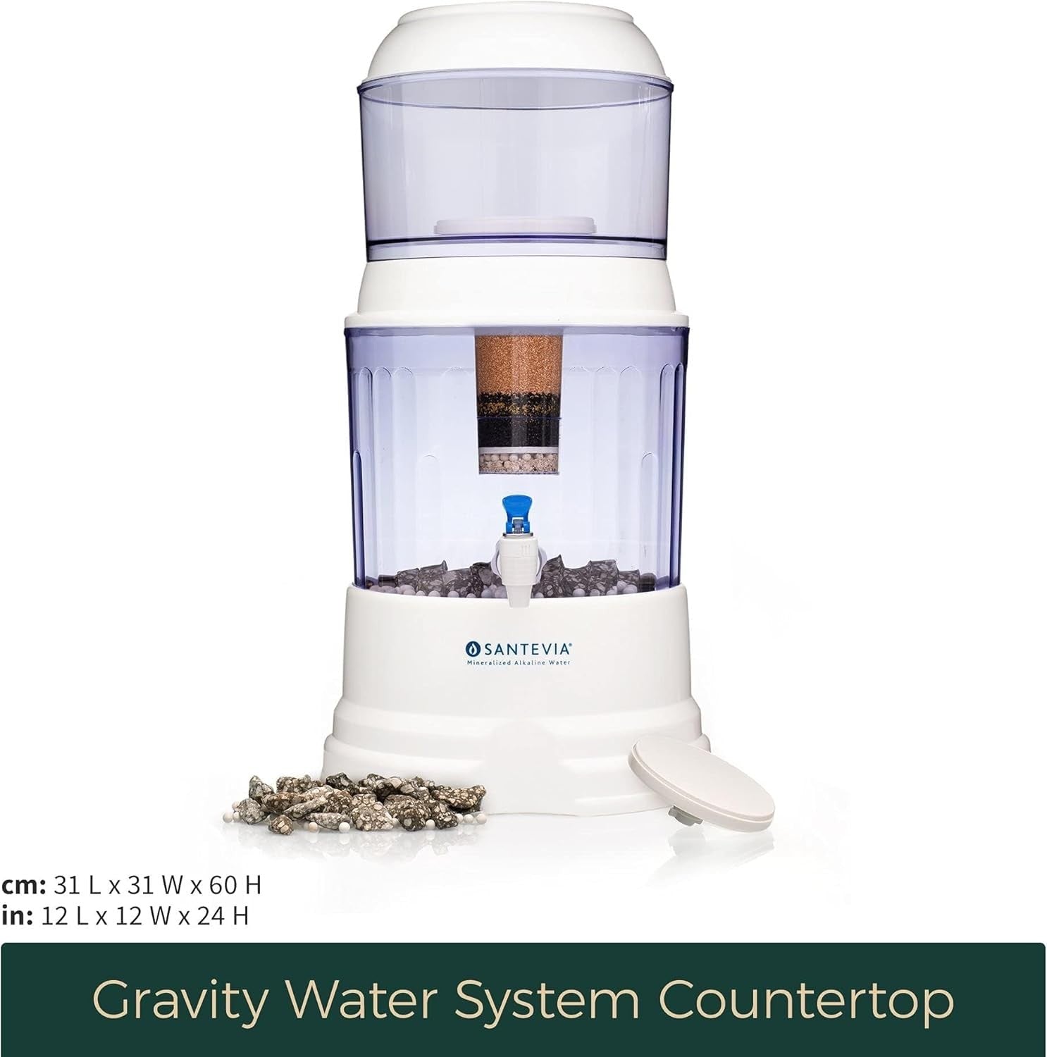 Gravity Water Filter System Alkaline Countertop Dispenser Fluoride Removal