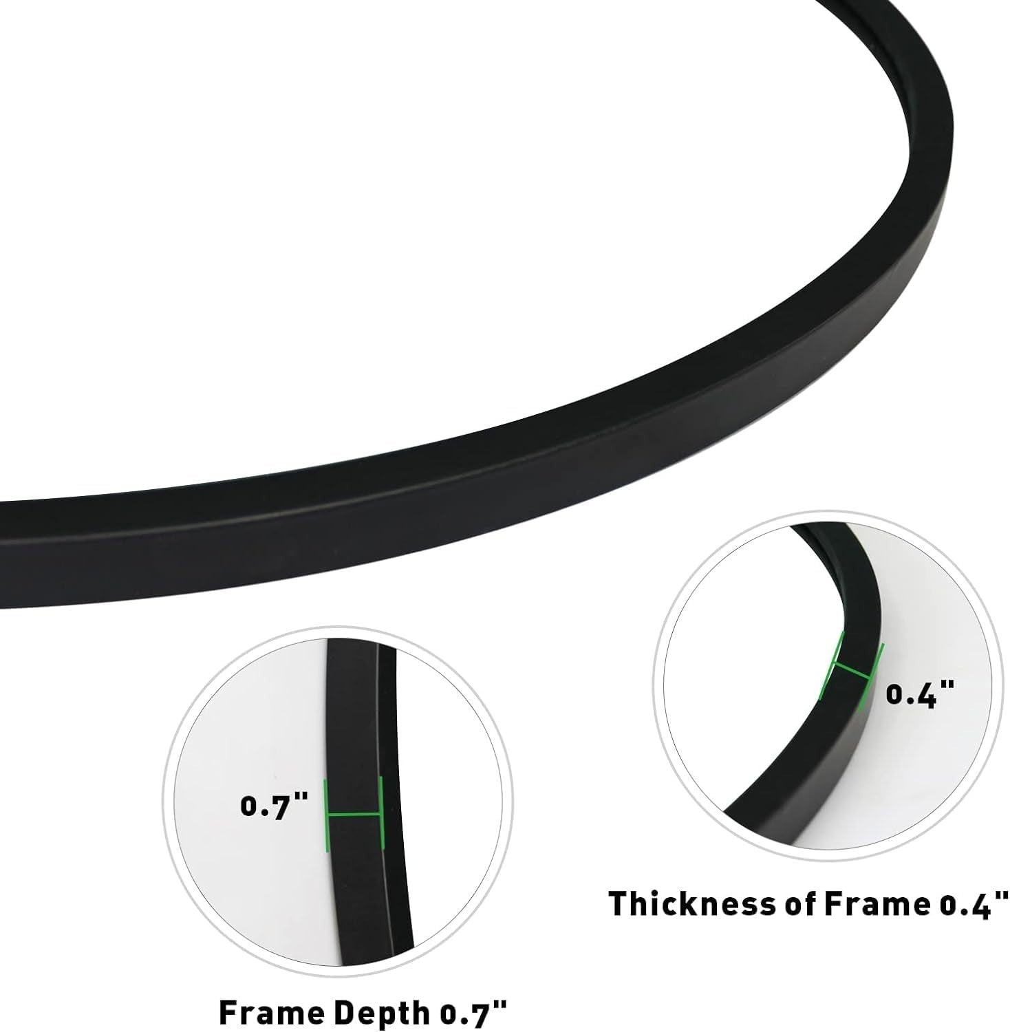 Round Wall Mirror 80cm Black Frame Bathroom Vanity Living Room Modern