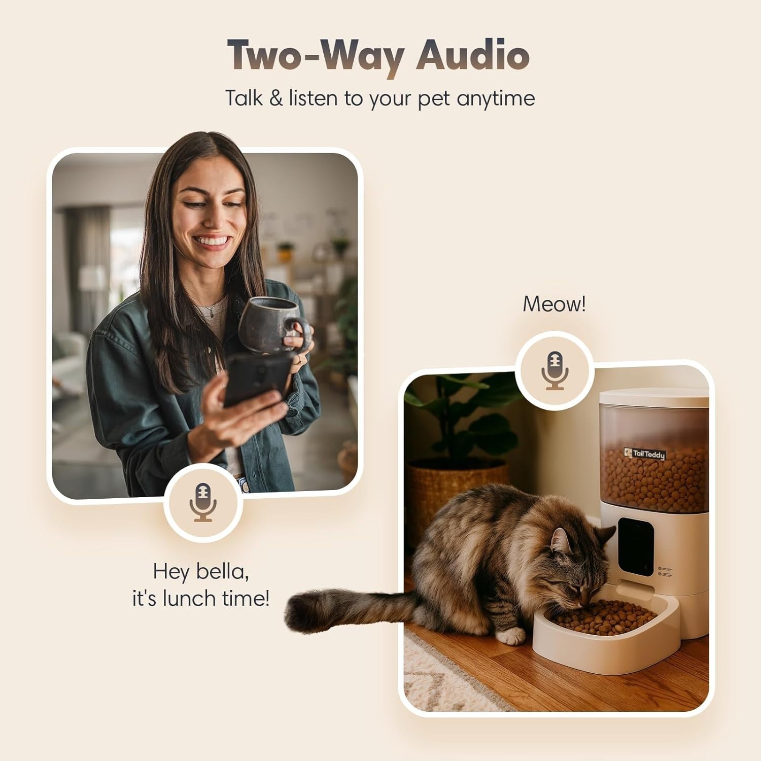 Smart Cat Feeder Dual Camera AI Detection WiFi App Control 6L Auto