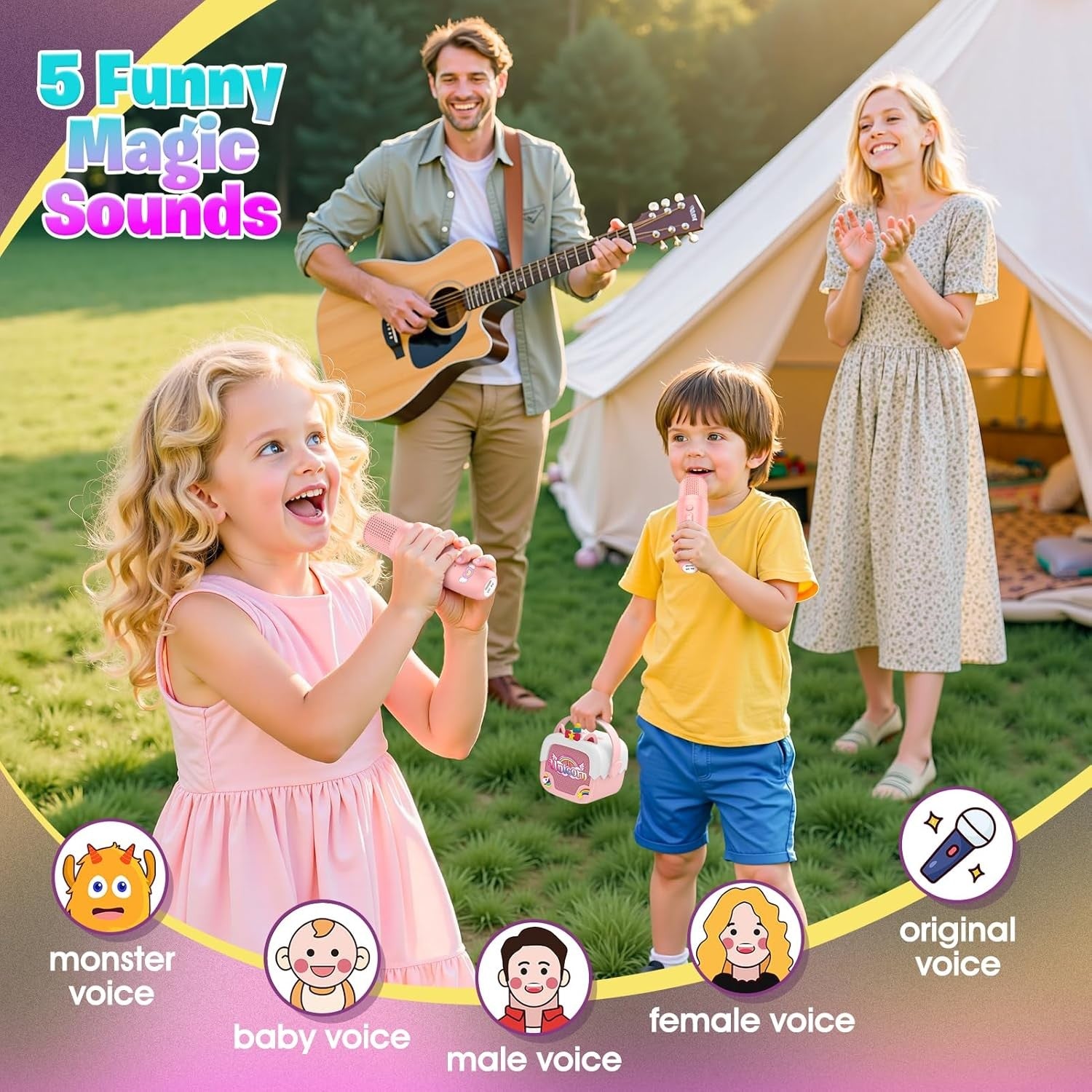 Pink Unicorn Kids Karaoke Machine with Mic Portable Speaker