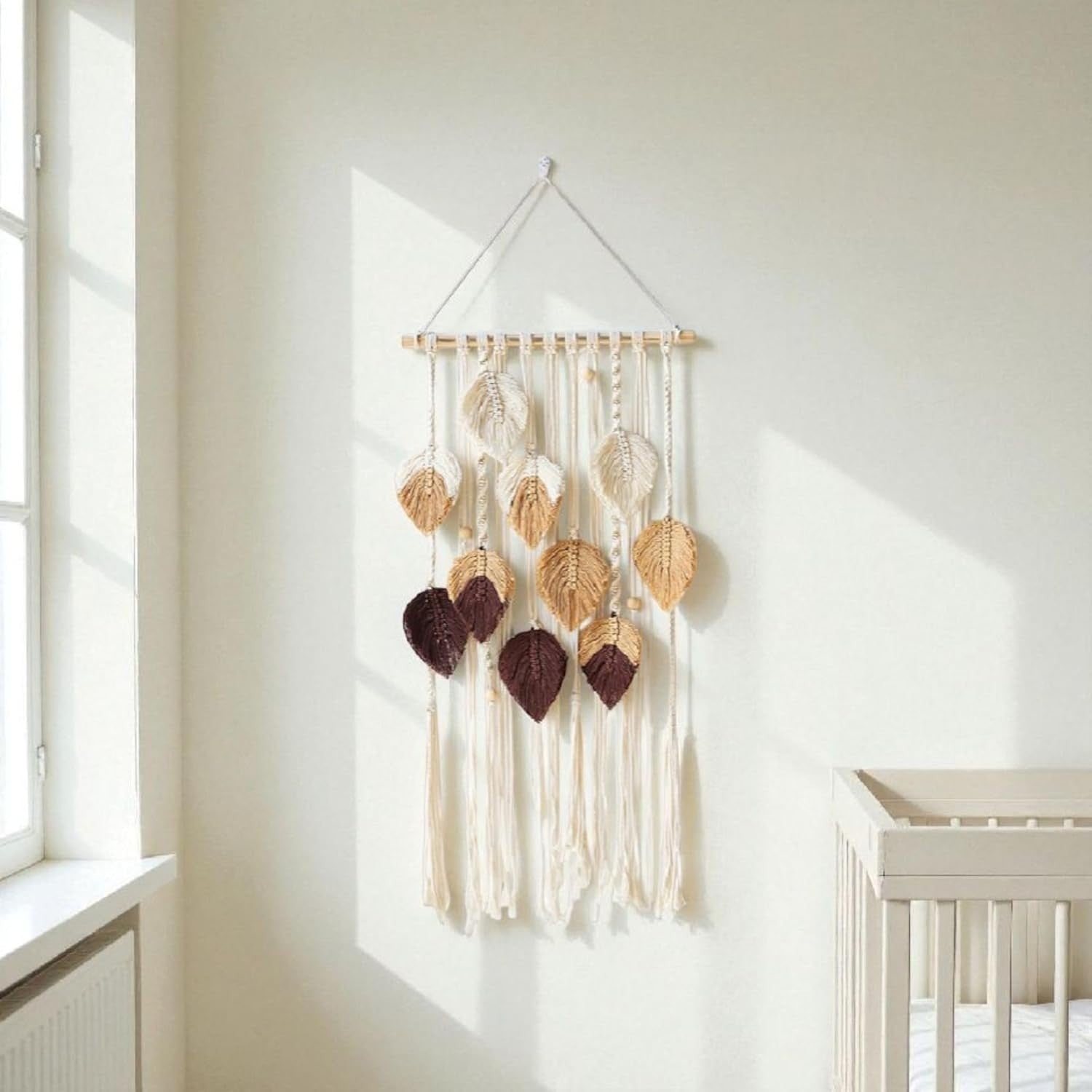 Boho Macrame Leaf Wall Hanging Handmade Cotton Tapestry