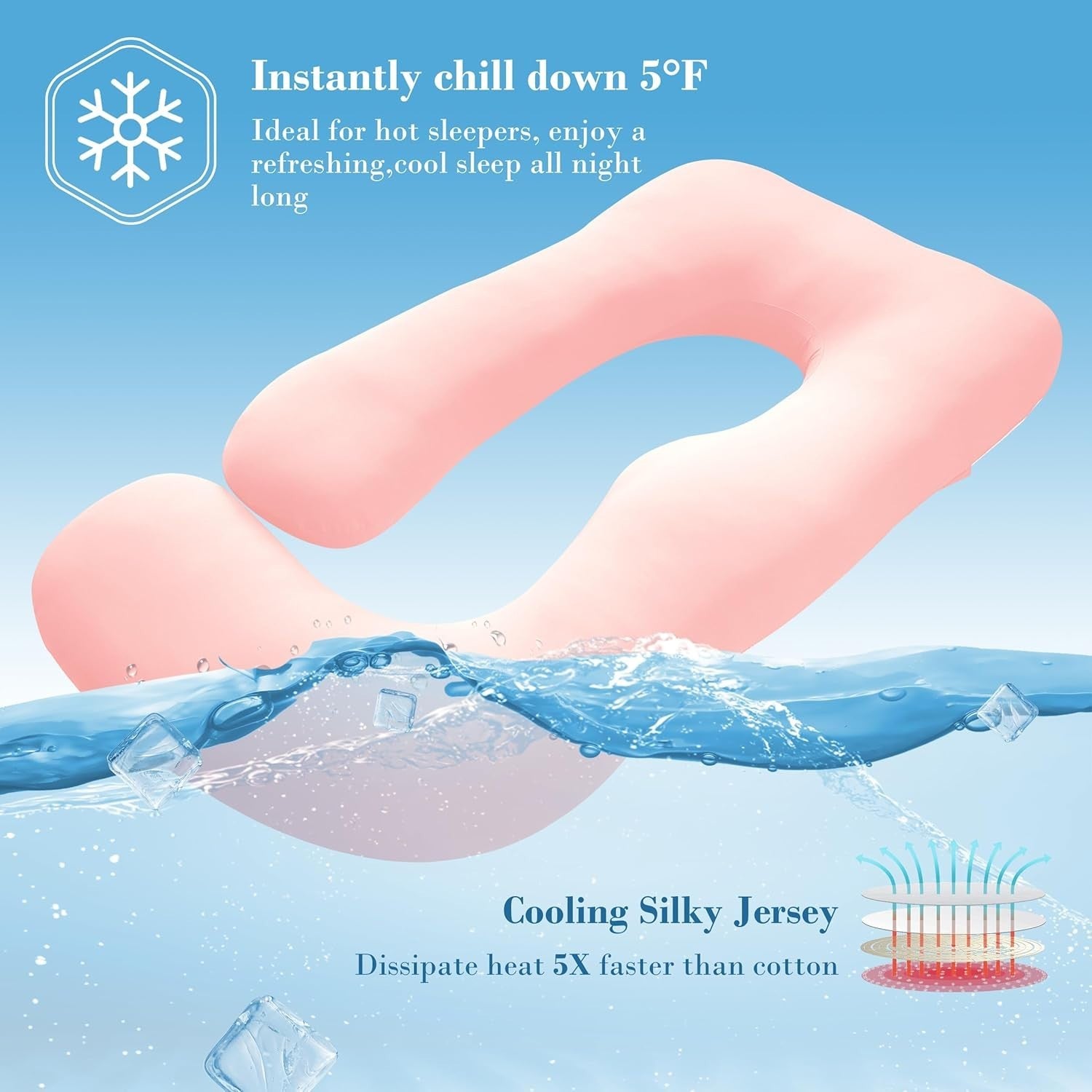 Pregnancy Body Pillow 57” J Shape Full Body Maternity Support Cooling