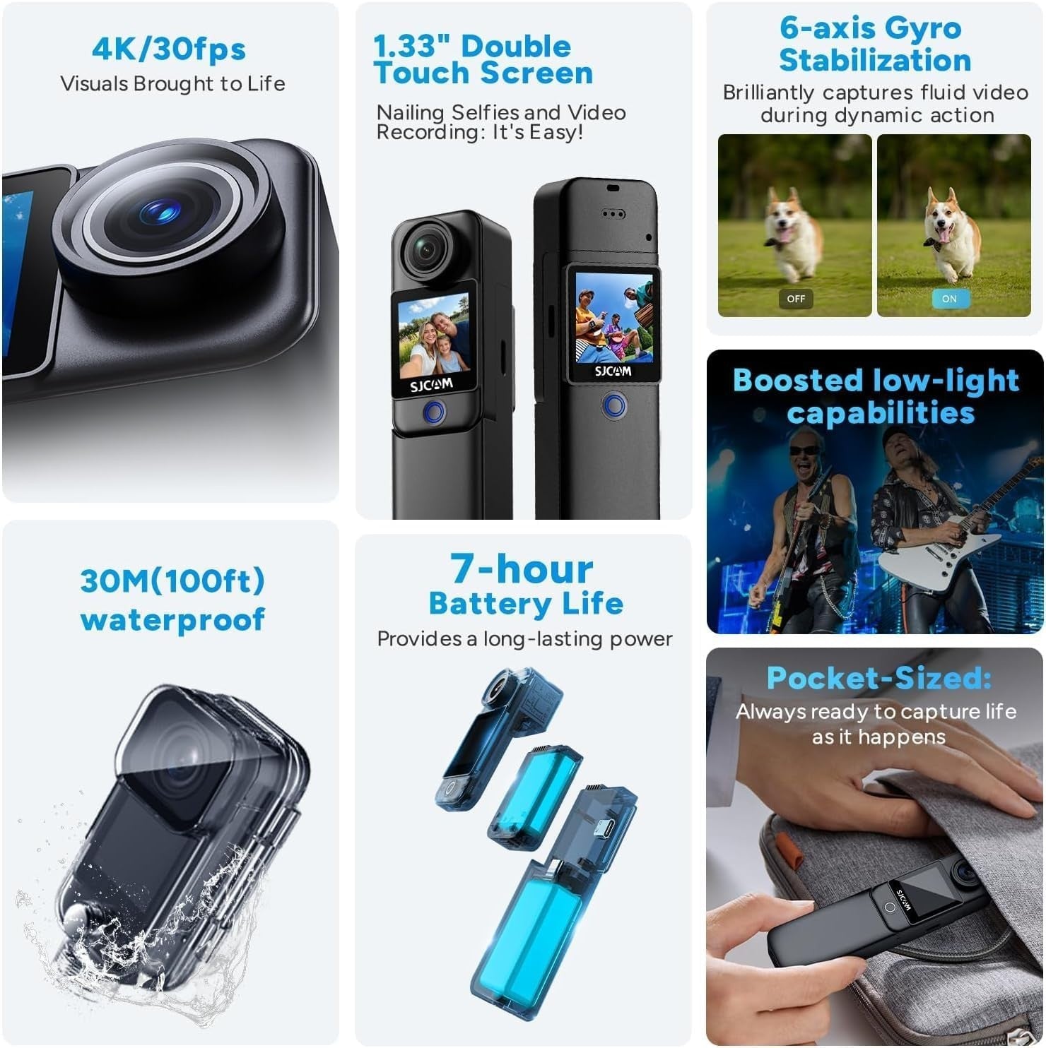 4K Action Camera Dual Touch Screen Waterproof Vlogging Camera Kit