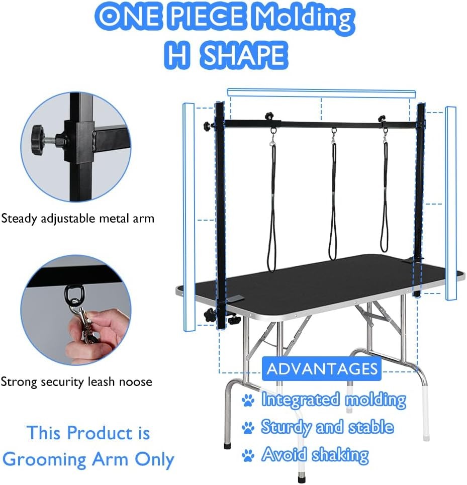 Dog Grooming Arm H Shape Adjustable Clamp 3 Noose Heavy Duty Aluminium