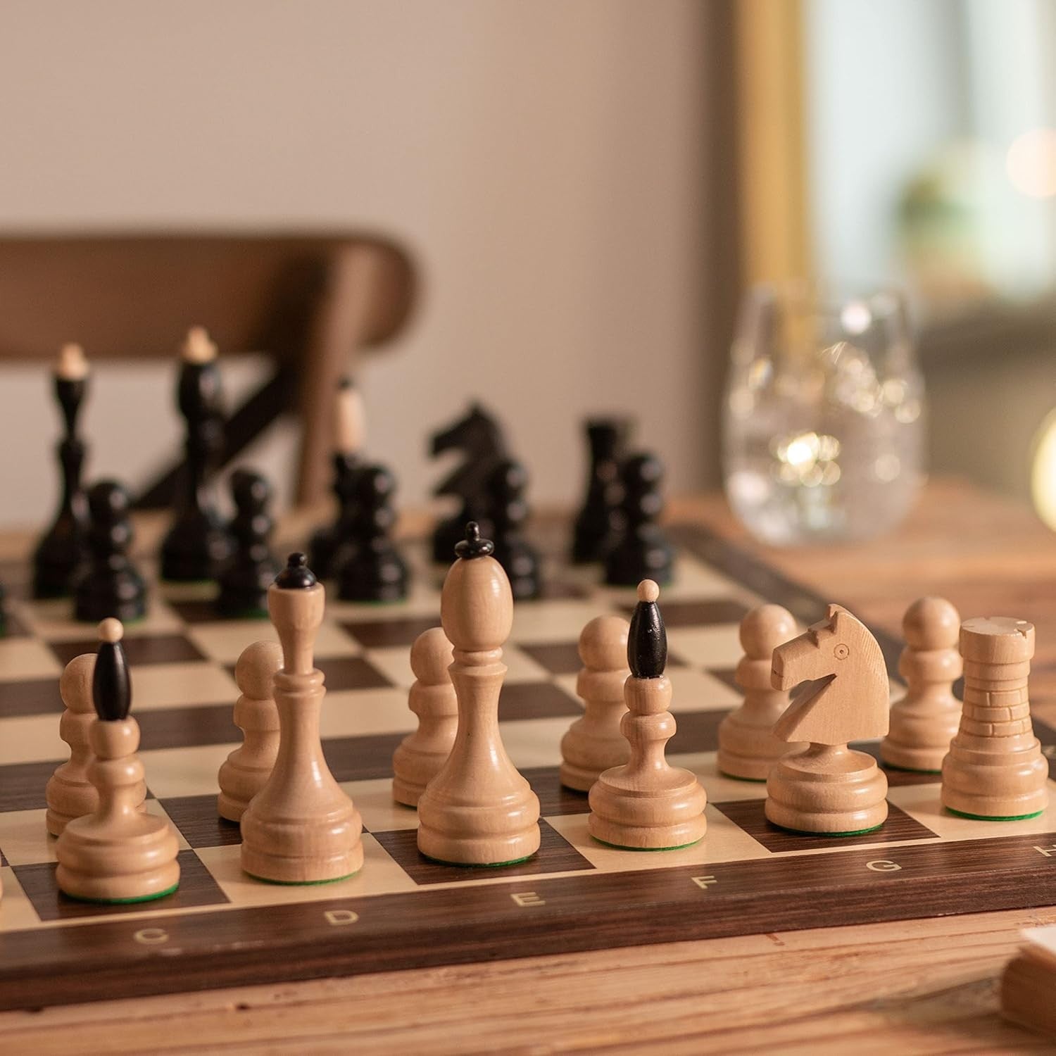 Tournament Weighted Wooden Chess Pieces with Mahogany Box – Luxury Set