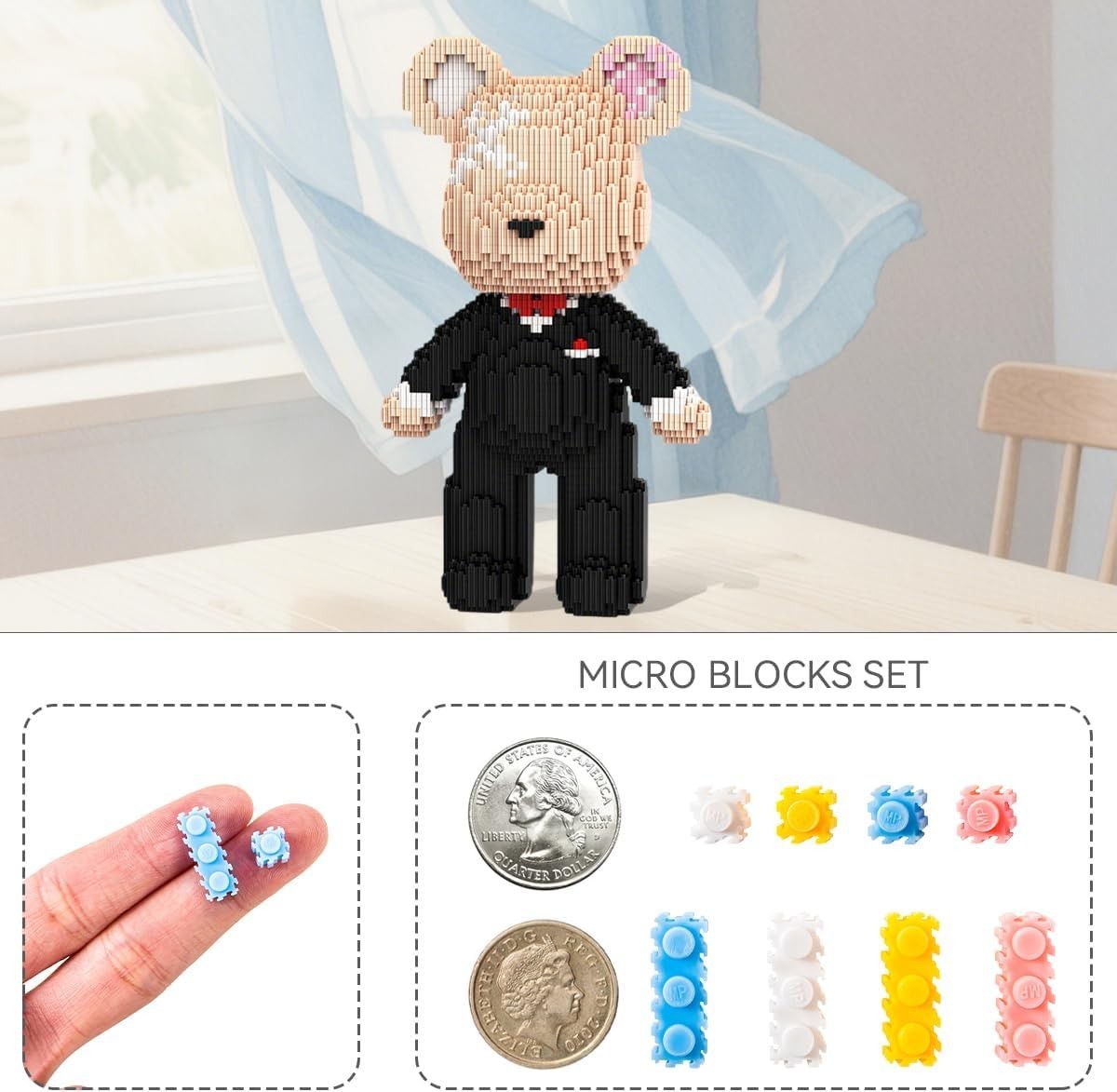 2350pc Micro Brick Bear Suit Wedding Gift Set Men Women DIY Display