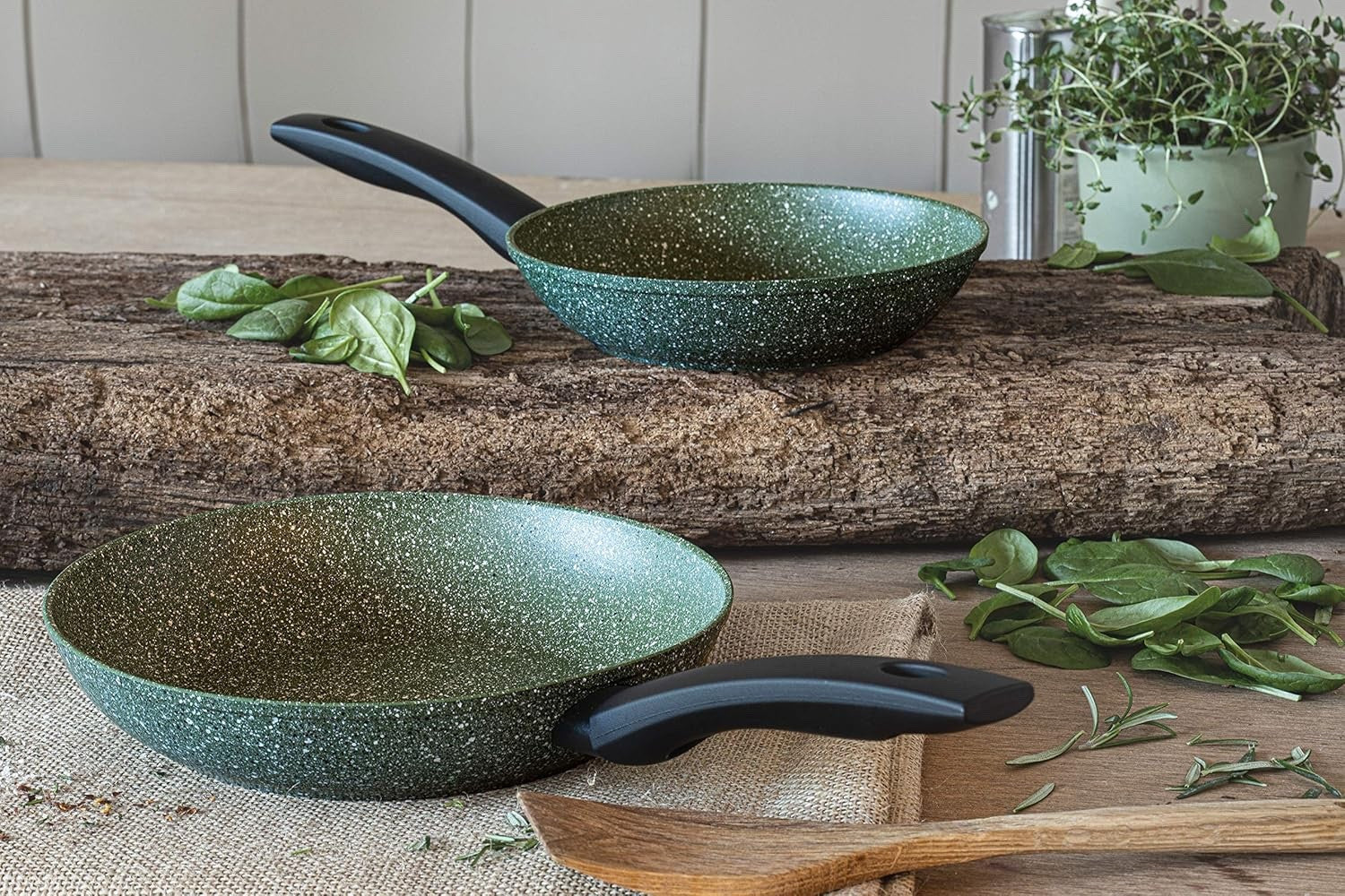 20cm & 24cm Green Eco Non Stick Frying Pan Induction Compatible Dishwasher Safe