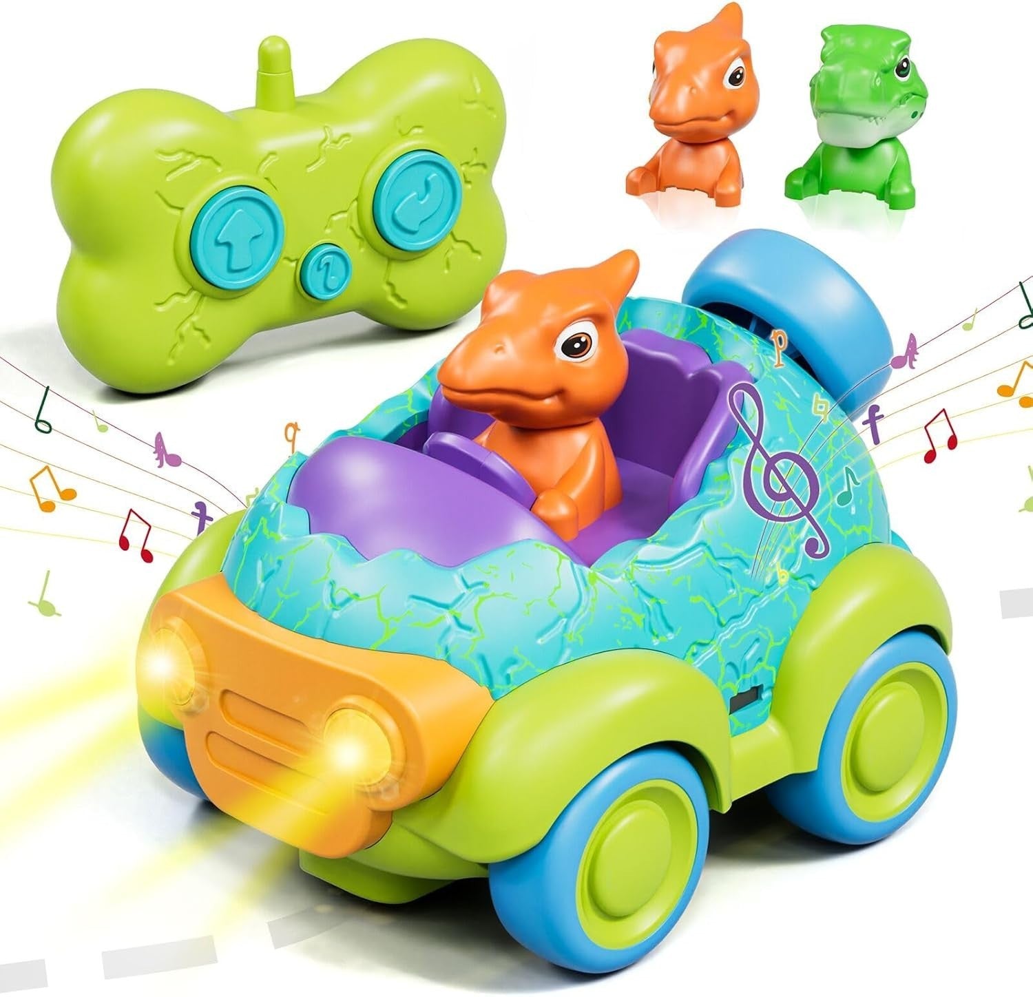 Dinosaur RC Car Toy for Toddlers 1–3 Remote Control Lights Music Gift Boys Girls