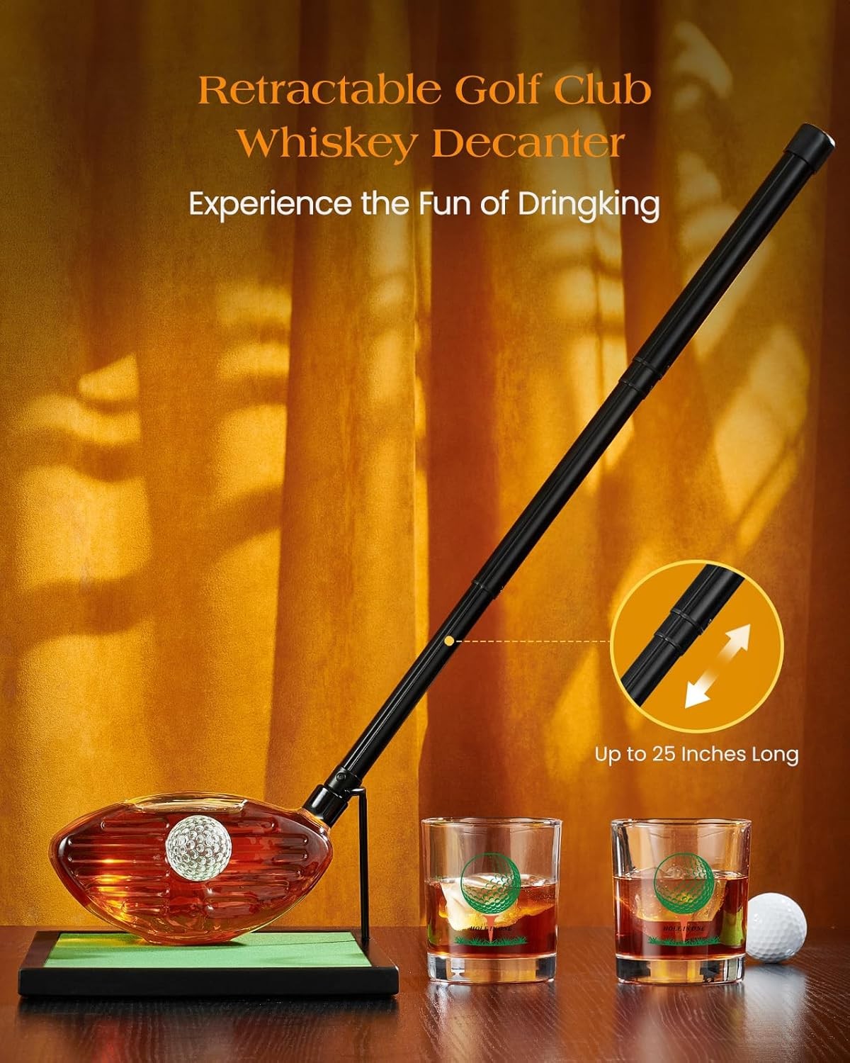 Golf Club Whiskey Decanter Set 850ml with Glasses Novelty Liquor Gift