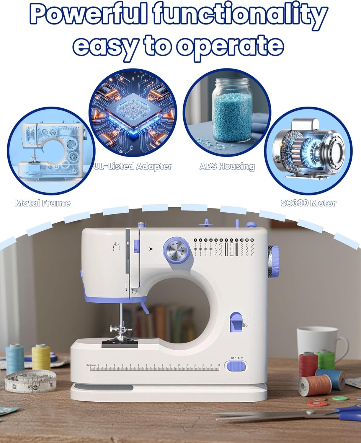 Portable Sewing Machine 12 Stitch 2 Speed Foot Pedal Beginner Home Use