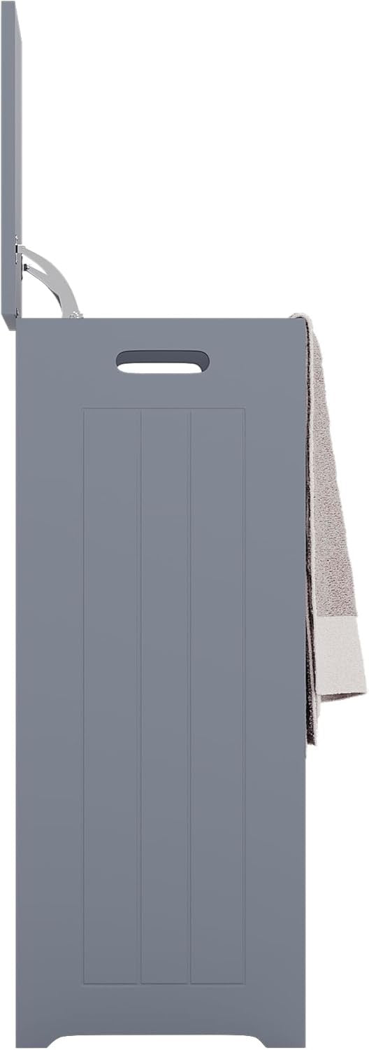 Grey Laundry Hamper Cabinet Slim Bathroom Storage Unit Modern 77x30x30cm