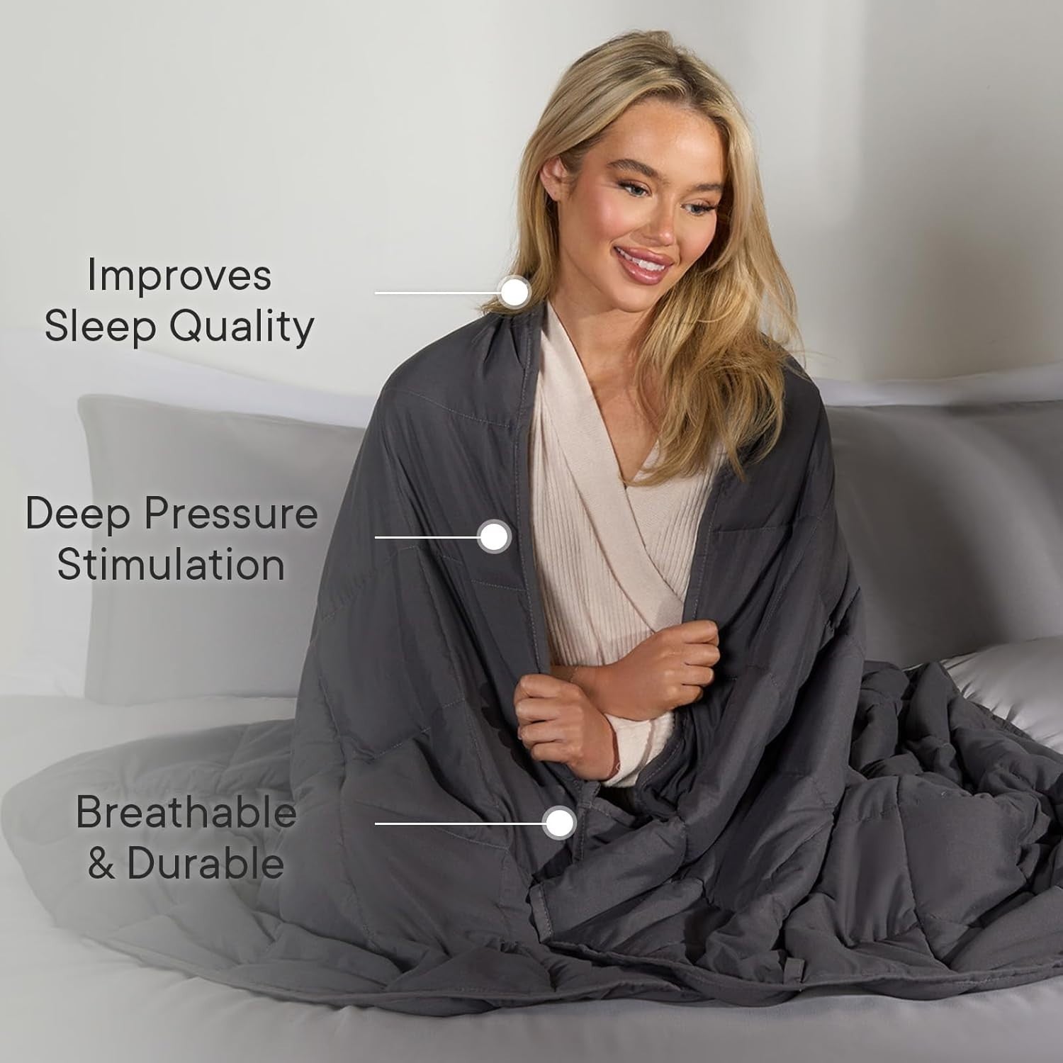 Weighted Blanket Adults Charcoal Grey 6kg 125x180cm Calming Sleep Aid