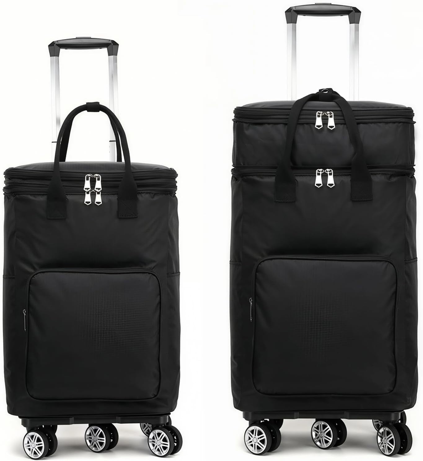 Insulated Folding Shopping Trolley Bag Wheels Telescopic Handle Black