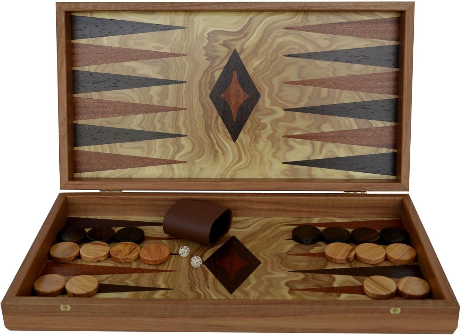 Olive Wood Backgammon Set 19 Inch Handmade Luxury Wooden Board Game