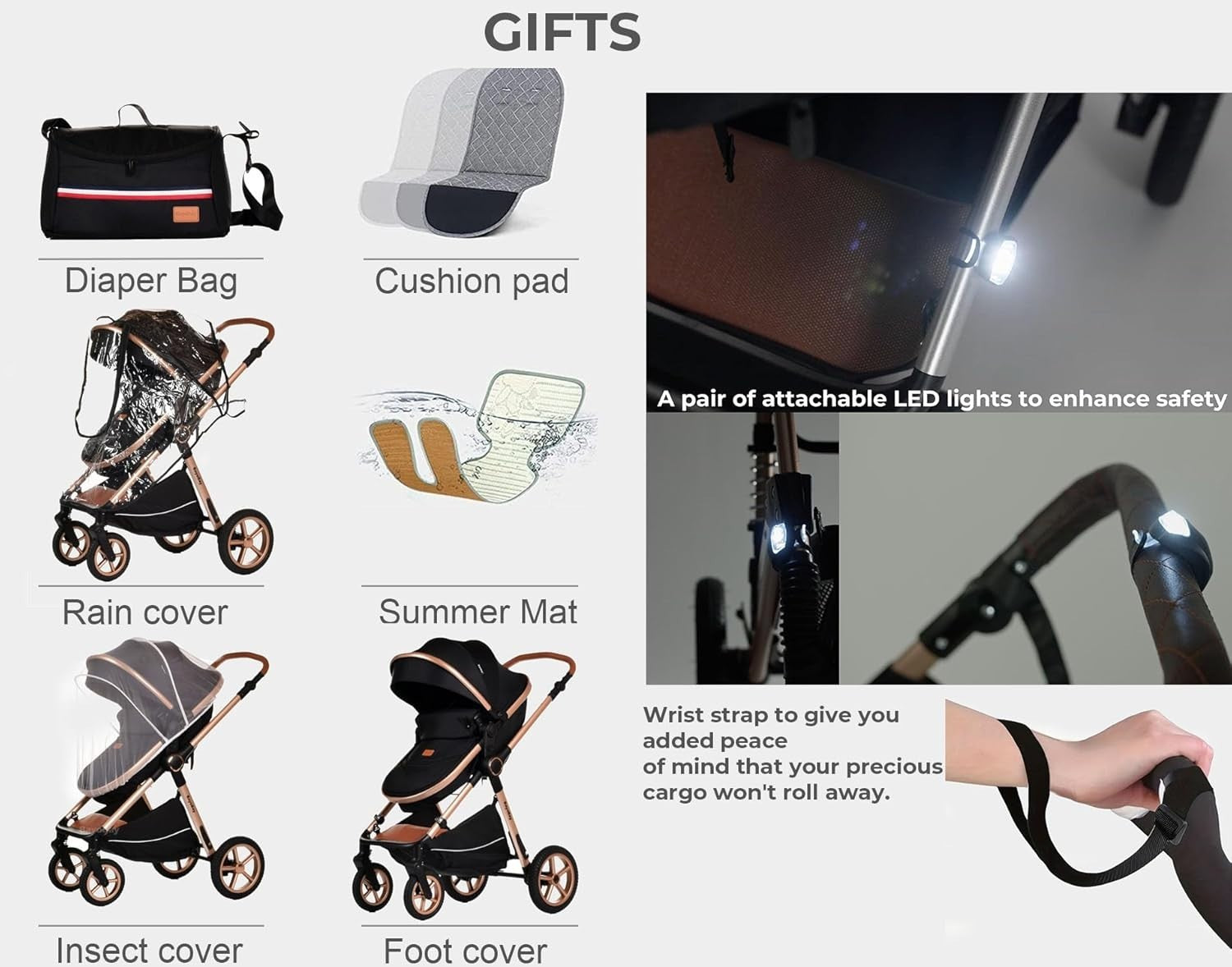 3in1 Baby Pram Travel System Pushchair with Car Seat Foldable Black Silver