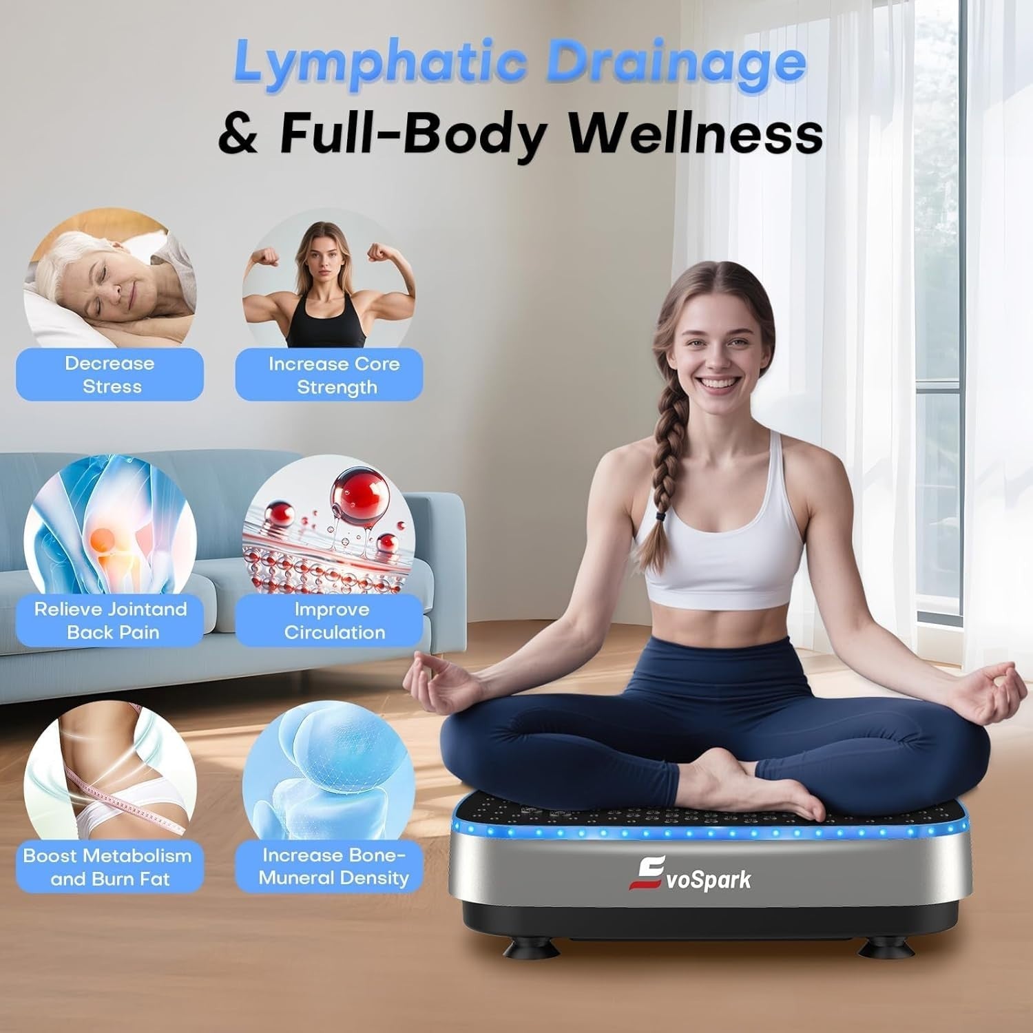 2D 3D Vibration Plate Exercise Machine 120 Speeds LED Touch Quiet