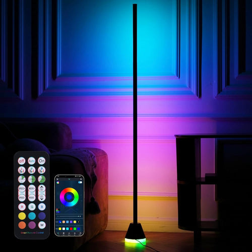 RGBIC LED Corner Floor Lamp App Remote Music Sync Dimmable Mood Light