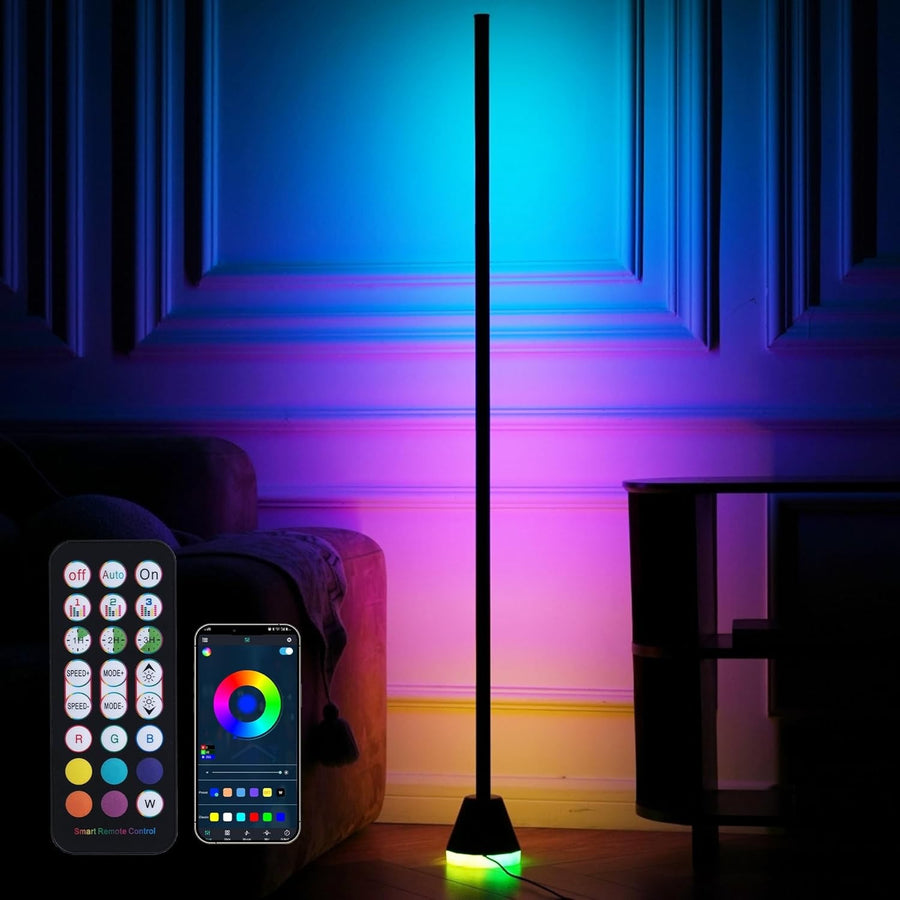 RGBIC LED Corner Floor Lamp App Remote Music Sync Dimmable Mood Light