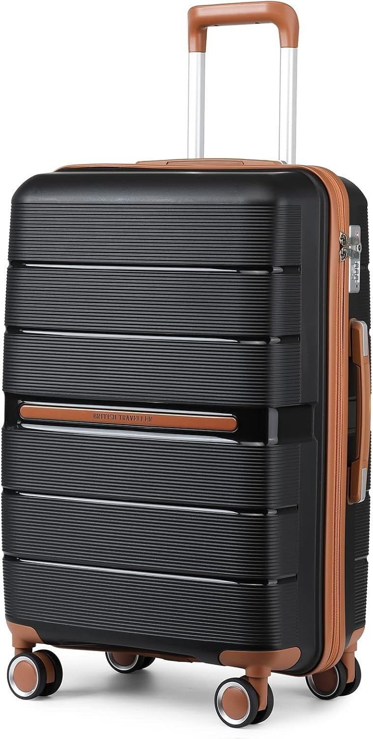28'' Large Black Check In Suitcase PP Hard Shell TSA Lock 4 Spinner Wheels
