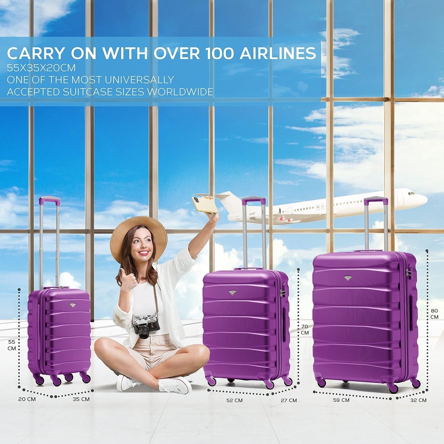 Medium 25” ABS Check-In Suitcase Lightweight 4 Wheel Spinner Lock