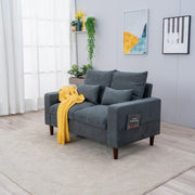 2 Seater Grey Fabric Sofa Couch with Cushions, Small Living Room Ready