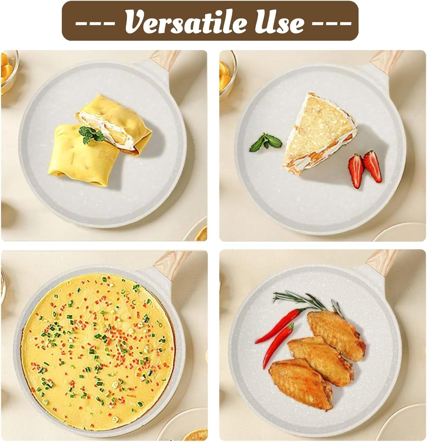 10in Non Stick Dosa Crepe Pan with Spreader Ceramic Pancake Tortilla