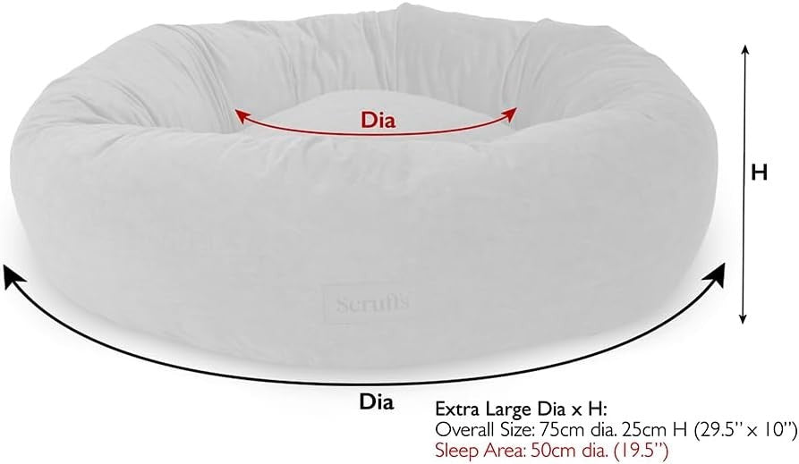 XL Ring Dog Bed 75cm Washable Velvet Blush Pink