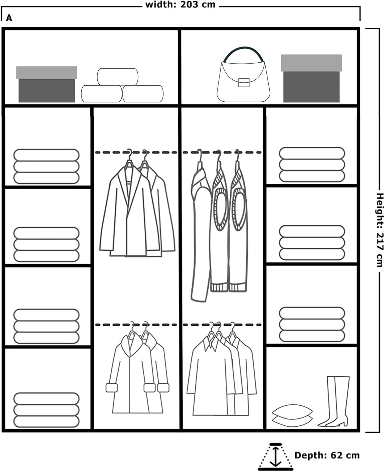 White Sliding Wardrobe 203cm Mirror Doors Modern Bedroom Storage Unit
