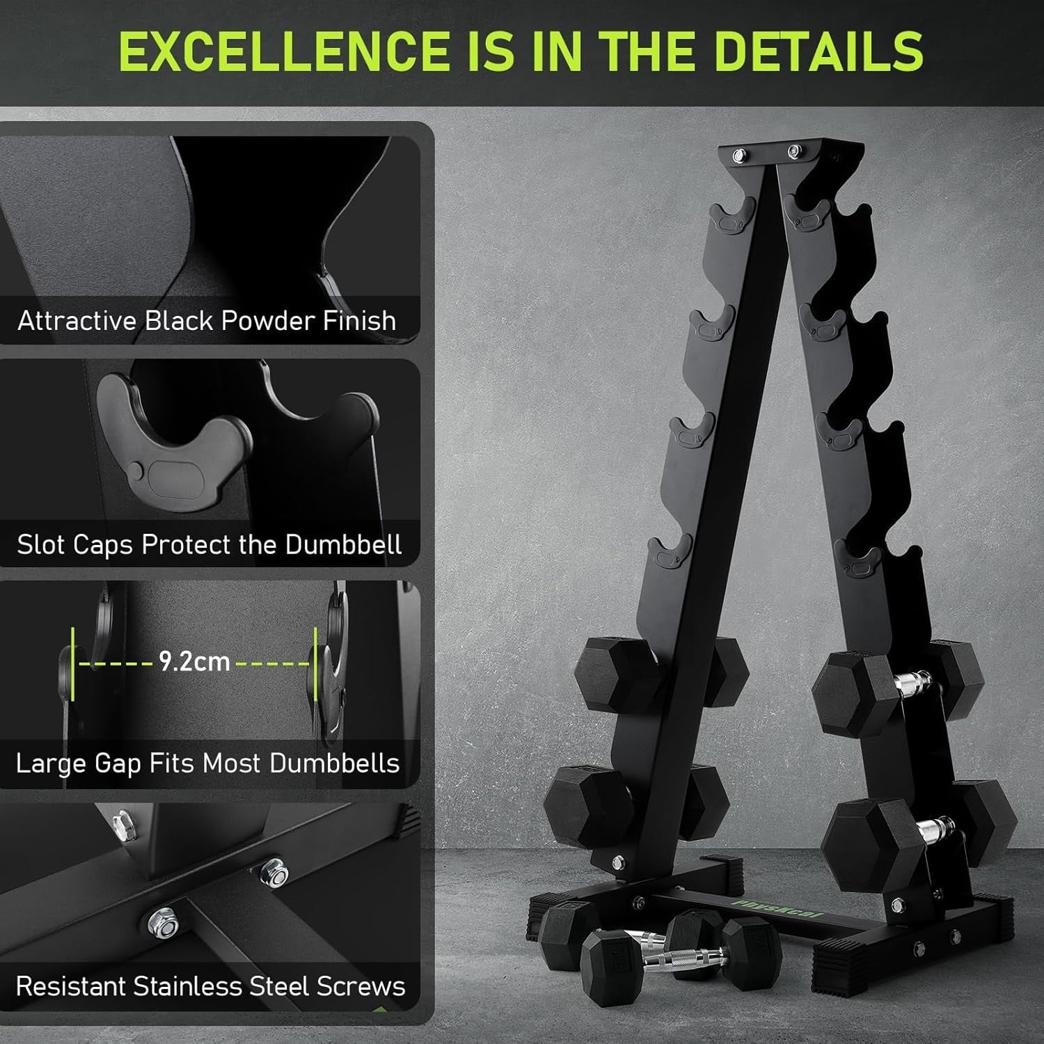 Heavy-Duty 6-Tier Dumbbell Rack Steel Stand, 400KG Home Gym Storage