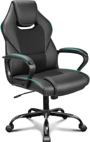 Ergonomic Racing Gaming Desk Chair Swivel Black Faux Leather Adjustable PC Offic