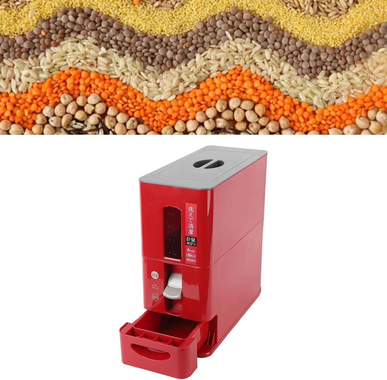 6KG Automatic Rice Dispenser Transparent Drawer Grain Storage Bin