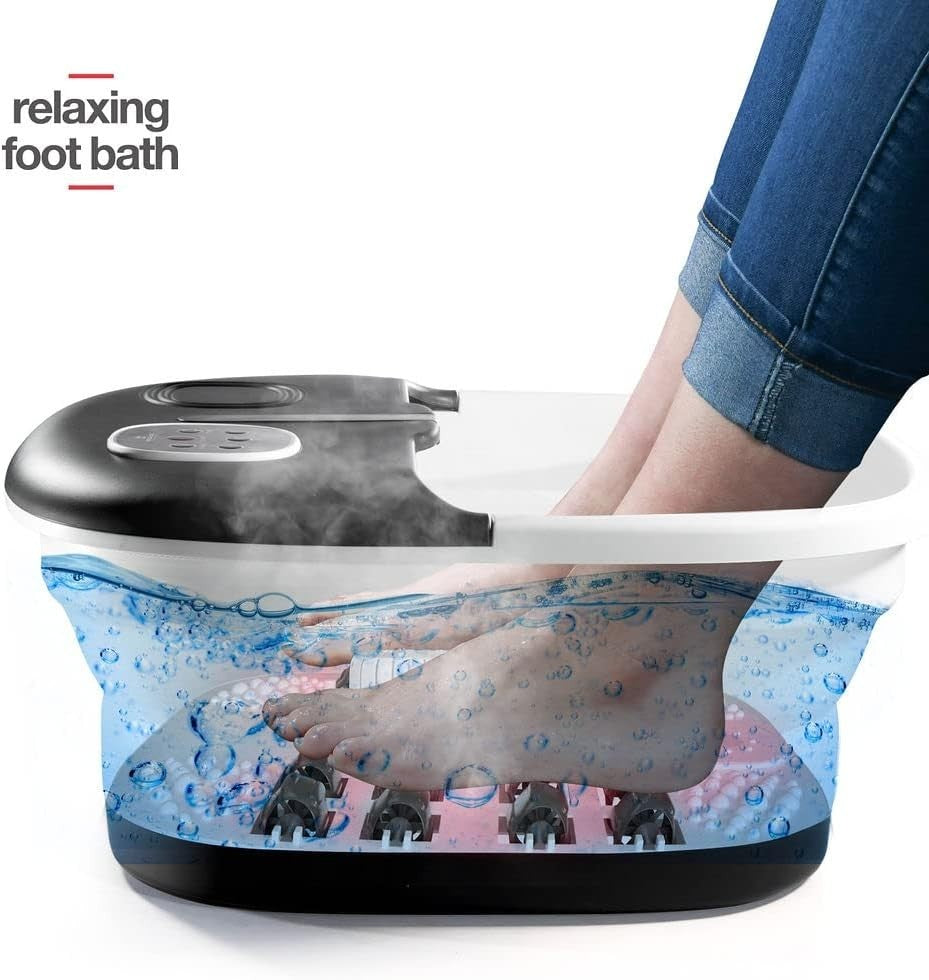 Heated Foot Spa Massager with Bubbles Vibration Remote 5-in-1 Relax