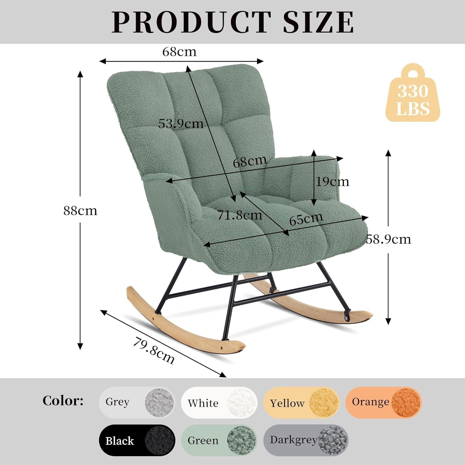 Teddy Nursery Rocking Chair Glider Armchair Comfy Lounge Bedroom Seat