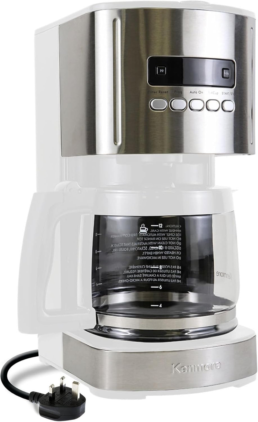 12-Cup Filter Coffee Maker 1.8L Programmable Timer Auto Shut-Off White