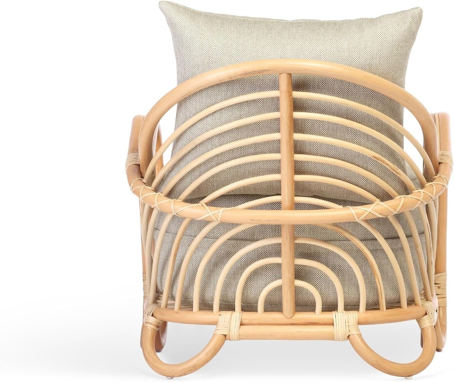 Luxury Rattan Accent Armchair Indoor Woven Chair for Bedroom Living Room