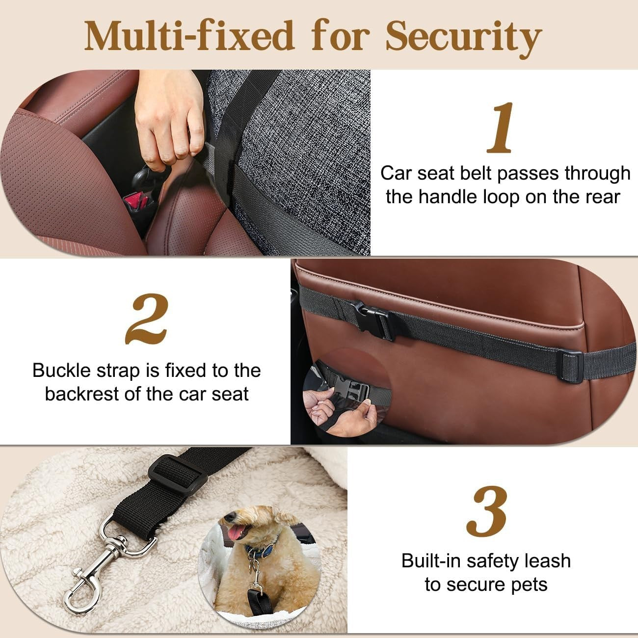 Dog Booster Car Seat Pet Travel Bed Safety Leash Washable Up to 25lbs