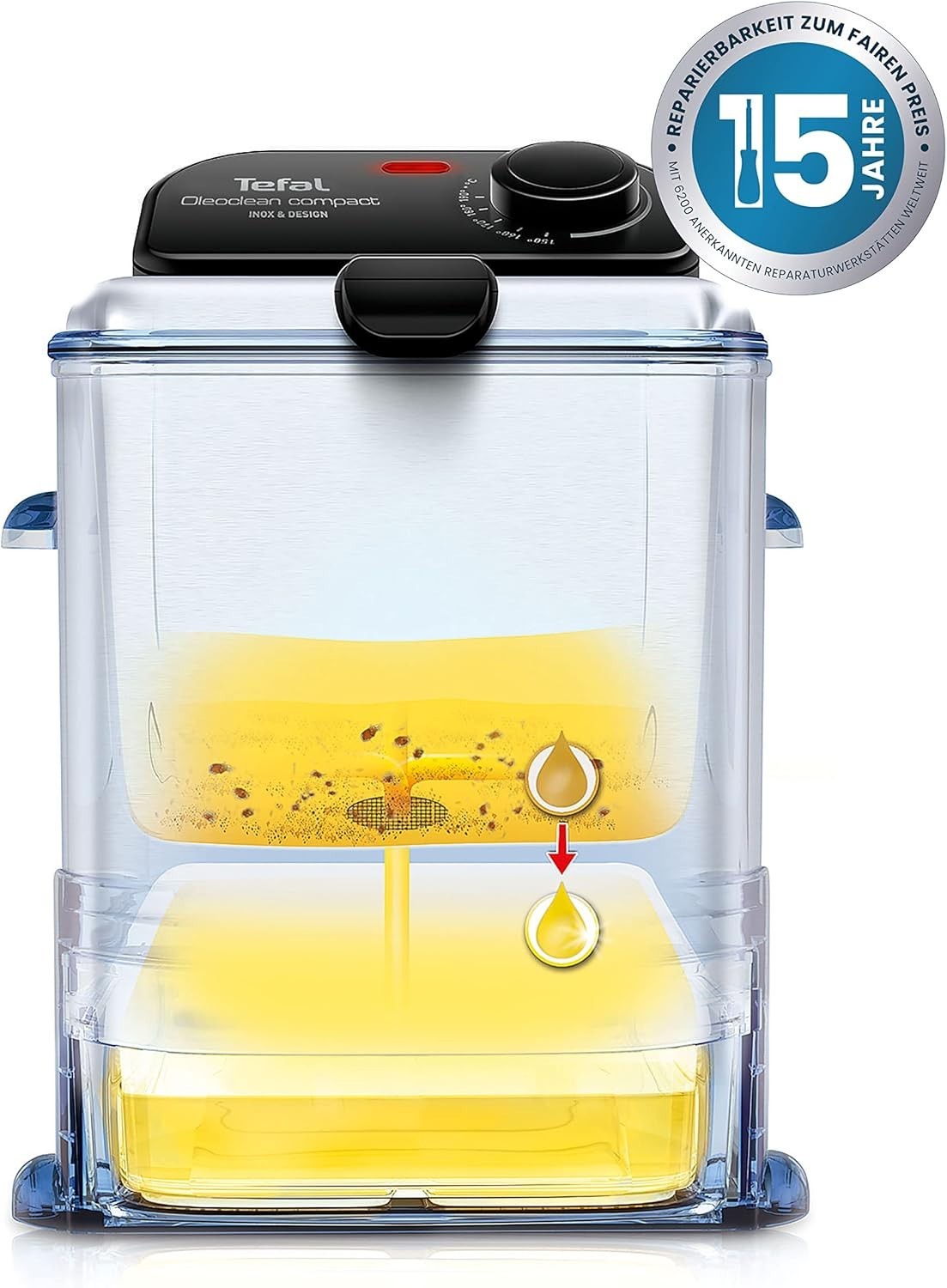 1500W Electric Deep Fat Fryer 2L Easy Oil Filtration Compact Design
