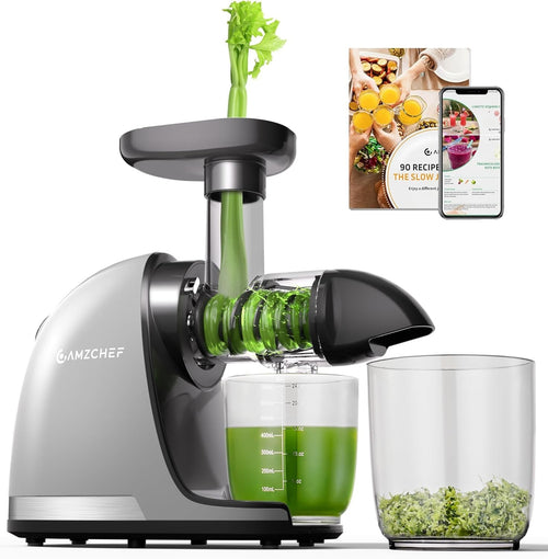 Cold Press Slow Juicer Masticating Whole Fruit High Yield BPA Free Grey