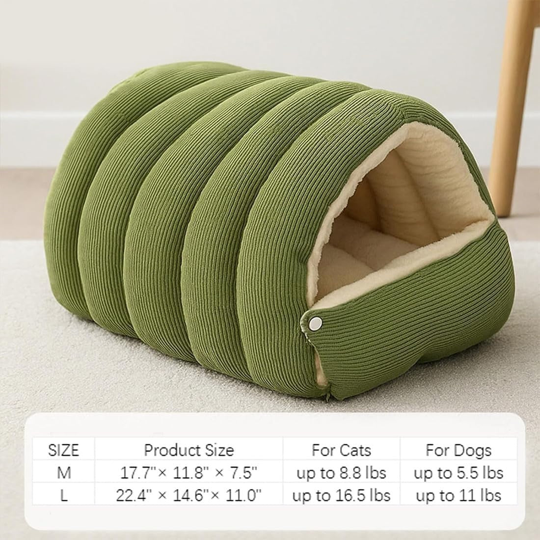 Winter Cat Cave Bed Cozy Pet Tent w Washable Cushion Non Slip L