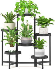 6 Tier Folding Plant Stand Indoor Outdoor | Metal & Plastic Corner Flower Rack
