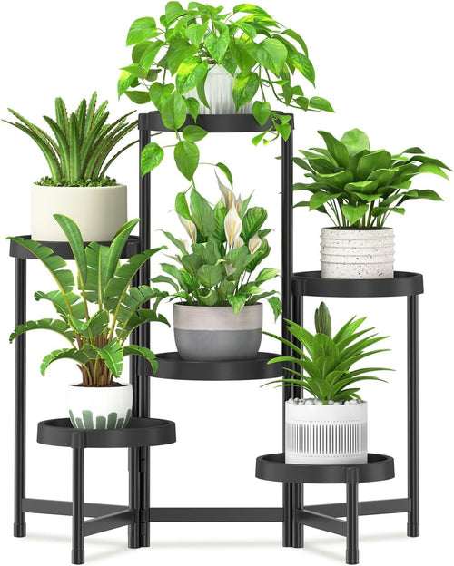 6 Tier Folding Plant Stand Indoor Outdoor | Metal & Plastic Corner Flower Rack