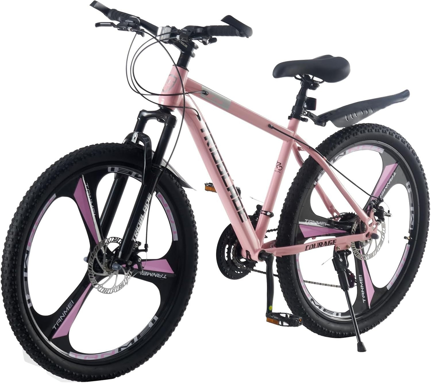 26" Pink Mountain Bike 21 Speed Dual Disc Brakes Lightweight Adult MTB