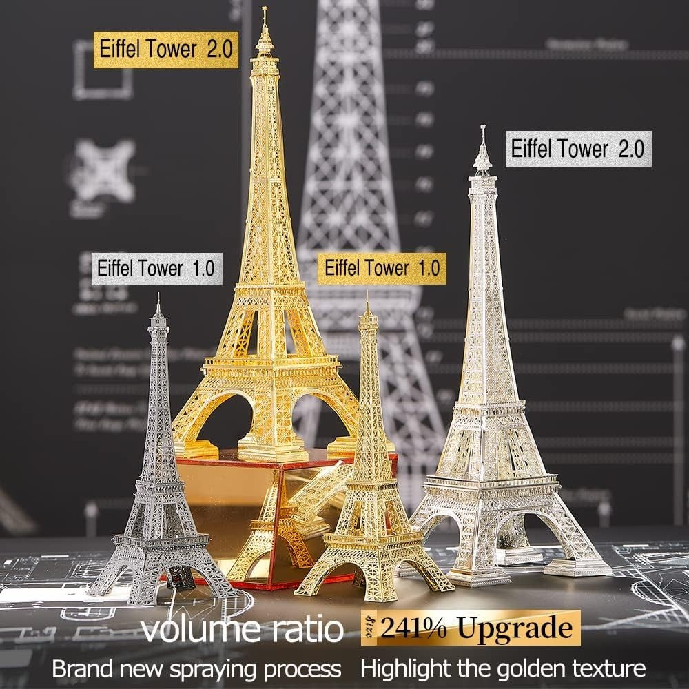 3D Metal Puzzle Eiffel Tower Model Kit, 96 pcs, Stainless Steel, Brain Teaser