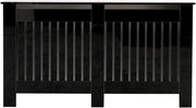 High Gloss Black Radiator Cover Large Modern Vertical Slat Heating Cabinet 151cm